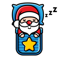 cute santa claus characters are sleeping