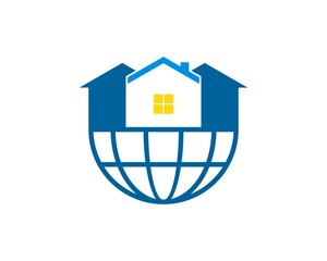 Abstract globe with simple three house
