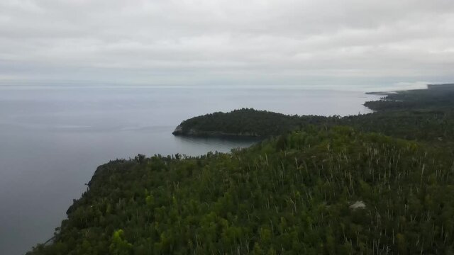 aerial view of a forest amazing landscape in north shore of lake superior minnesota