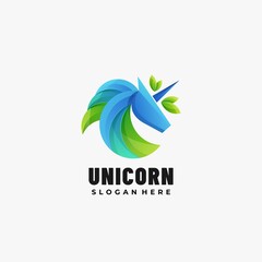 Vector Logo Illustration Unicorn Gradient Colorful Style.