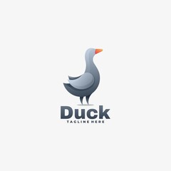 Vector Logo Illustration Duck Gradient Colorful Style.