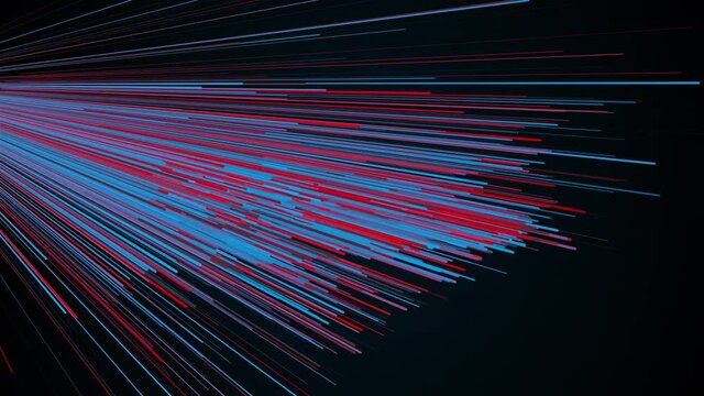 omputer generated stream of thin random lines and particles. 3d rendering arcuate backdrop