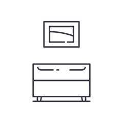 Sofa chair icon, linear isolated illustration, thin line vector, web design sign, outline concept symbol with editable stroke on white background.