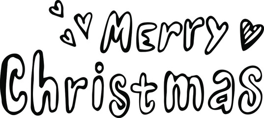 Hand vector illustration. Inscription "Merry Christmas". Hand lettering.