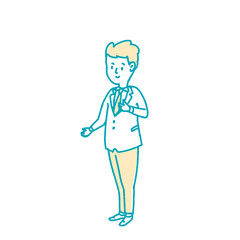 丁寧に案内するビジネスマン