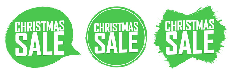 Set Christmas Sale banners design template, grunge brush collection, Xmas discount tags, grunge brush, vector illustration