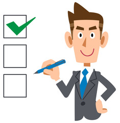 チェックするビジネスマン　上半身
