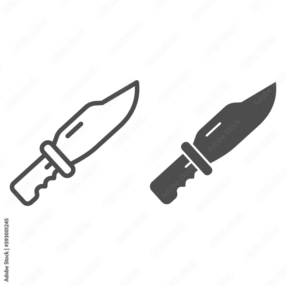 Aufkleber knife line and solid icon, self defense concept, dagger sign on white background, edged weapon icon 
