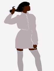 Vector hand drawn minimalistic illustration of girl. Creative artwork. Template for card, poster, banner, print for t-shirt, pin, badge, patch.