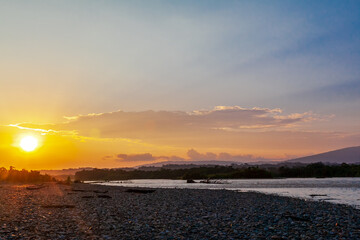 Stunning sunset in Amazon rainforest jungle