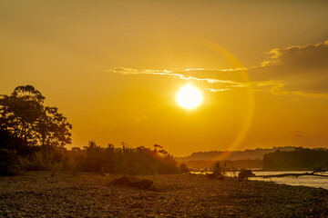 Stunning sunset in Amazon rainforest jungle