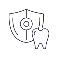 Teeth protection icon, linear isolated illustration, thin line vector, web design sign, outline concept symbol with editable stroke on white background.