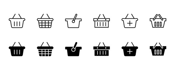Fototapeta na wymiar Shopping basket icon set. Vector graphic illustration. Suitable for website design, logo, app, template, and ui. 