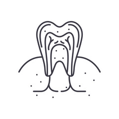 Teeth inside icon, linear isolated illustration, thin line vector, web design sign, outline concept symbol with editable stroke on white background.