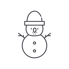 Snowman icon, linear isolated illustration, thin line vector, web design sign, outline concept symbol with editable stroke on white background.