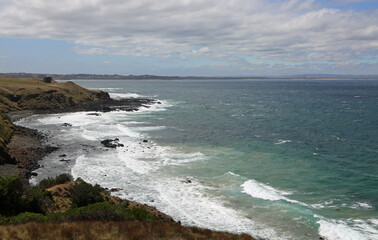 Fototapeta na wymiar Volcanic coast of Phillip Island, Victoria, Australia