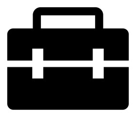 シンプルなビジネスバッグのアイコン/白黒