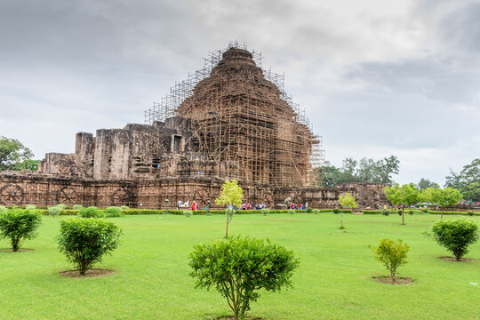 ancient Indian architecture of Konark Sun temple currently under ruins.This temple is a world heritage site in Konark, India