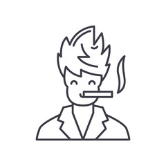 Smoking person icon, linear isolated illustration, thin line vector, web design sign, outline concept symbol with editable stroke on white background.