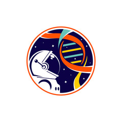 modern playful astronaut and double helix dna vector icon