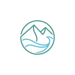 simple modern thin line mountain and sea vector icon