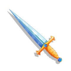 Fantasy Cartoon game sword isolated. Vector illustration.