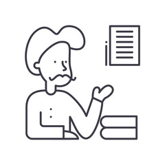Teacher concept icon, linear isolated illustration, thin line vector, web design sign, outline concept symbol with editable stroke on white background.