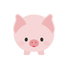 ピンク色のかわいい豚：白バック・正面 - ダイエット・貯金・豚肉イメージイラスト素材