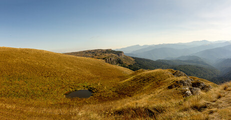 Autumn mountains, a place for nature lovers and tourists on a Sunny day in the bosom of nature.