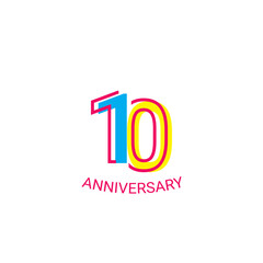 10 Years Anniversary Celebration Fun Line Vector Template Design Illustration