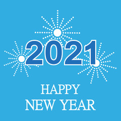 Happy New Year illustration with text Blue Background. Holiday Design for Premium Greeting Card, Party Invitation.