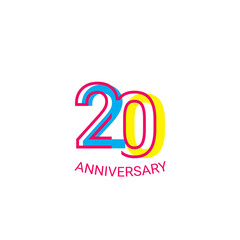 20 Years Anniversary Celebration Fun Line Vector Template Design Illustration