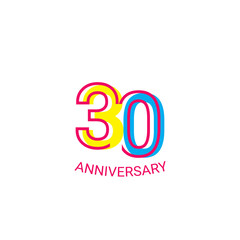 30 Years Anniversary Celebration Fun Line Vector Template Design Illustration