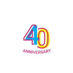 40 Years Anniversary Celebration Fun Line Vector Template Design Illustration