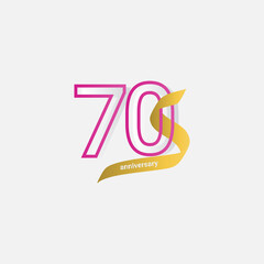 Obraz premium 70 Years Anniversary Celebration Gold Ribbon Vector Template Design Illustration