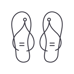 Slippers icon, linear isolated illustration, thin line vector, web design sign, outline concept symbol with editable stroke on white background.