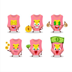 Baby swimsuit cartoon character with cute emoticon bring money