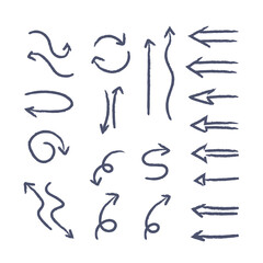 Hand drawn arrows collection. Arrow doodle set. Hand drawn graphic elements.