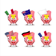 Baby swimsuit cartoon character bring the flags of various countries