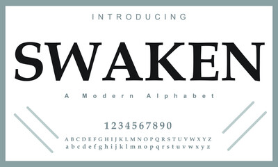 Swaken font. Elegant alphabet letters font and number. Classic Copper Lettering Minimal Fashion Designs. Typography fonts regular uppercase and lowercase. vector illustration