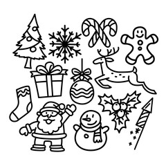 Christmas icon set doodle christmas holiday vector image