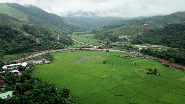 Top view Terraced rice field at Mae Cham Chiangmai Northern Thailand
