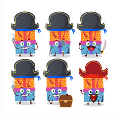 Cartoon character of double box gift with various pirates emoticons