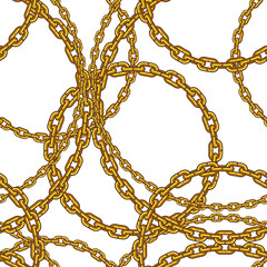 Golden circles chains seamless pattern, fashion fabric textures, vector illustration. Design for web and mobile app.