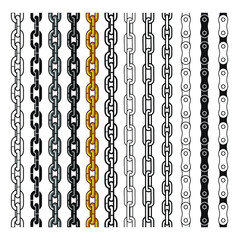 Set of different type chains. Isolated on white background vector graphics shapes. Design for stickers, logo, web and mobile app.