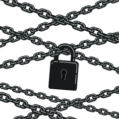 Lock and chains. Vector illustration. Design for web and mobile app.