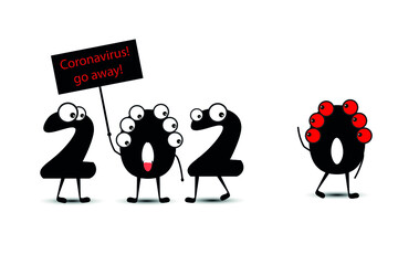 coronavirus patient 2020, New Year 2021 coming with coronavirus vaccine. Vector