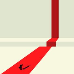 Business concept in minimal design. Overcoming the problems of a businessman. Vector