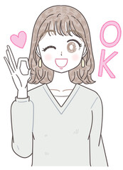 若い かわいい 女性 ガーリー