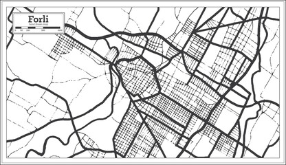 Forli Italy City Map in Black and White Color in Retro Style. Outline Map.